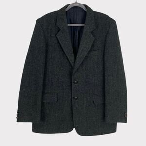 Hector Russel Harris Tweed Mens Grey Button Down Wool Suit Jacket